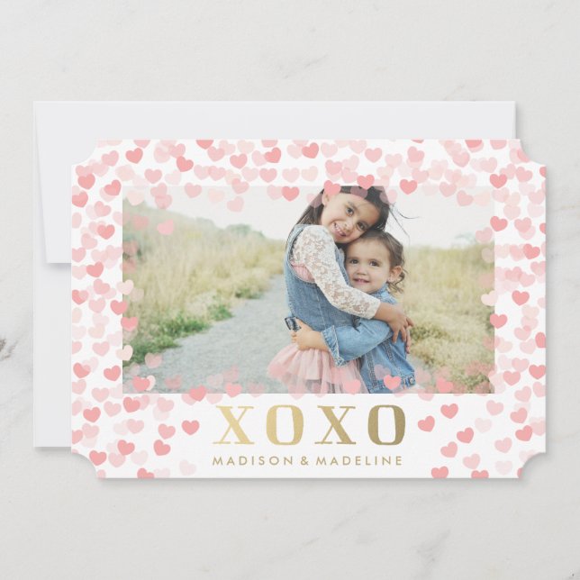 Sweet hearts in White | Valentine's Day Photo Card (Front)