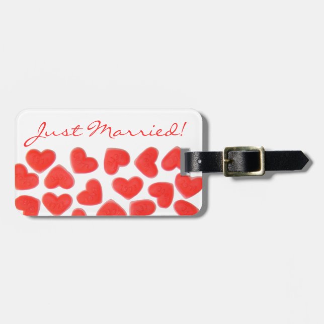 Sweet Hearts 'Just Married!' luggage tag landscape (Front Horizontal)