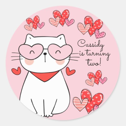 Sweet Hearts Kitten Are You Kitten Me Birthday  Classic Round Sticker