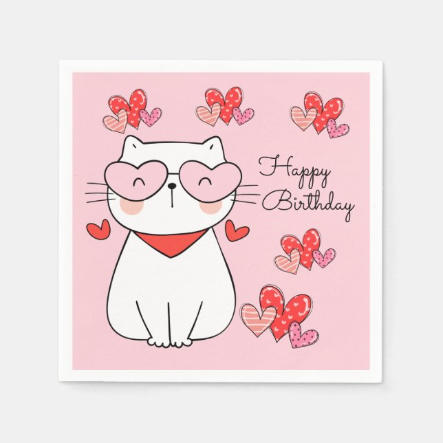 Sweet Hearts Kitten, Are You Kitten Me Birthday  P Napkins (Front)
