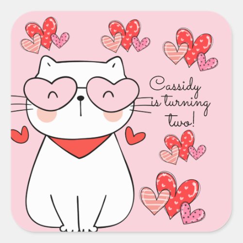 Sweet Hearts Kitten Are You Kitten Me Birthday  Square Sticker