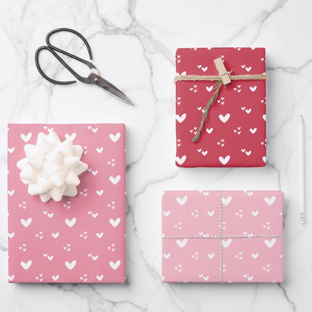 Sweet Hearts Pattern Red and Pink Wrapping Paper Sheets (Creator Uploaded)