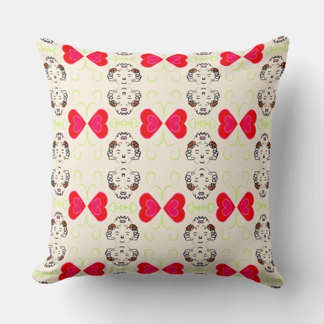 Sweet Hearts Pattern Throw Pillow (Front)