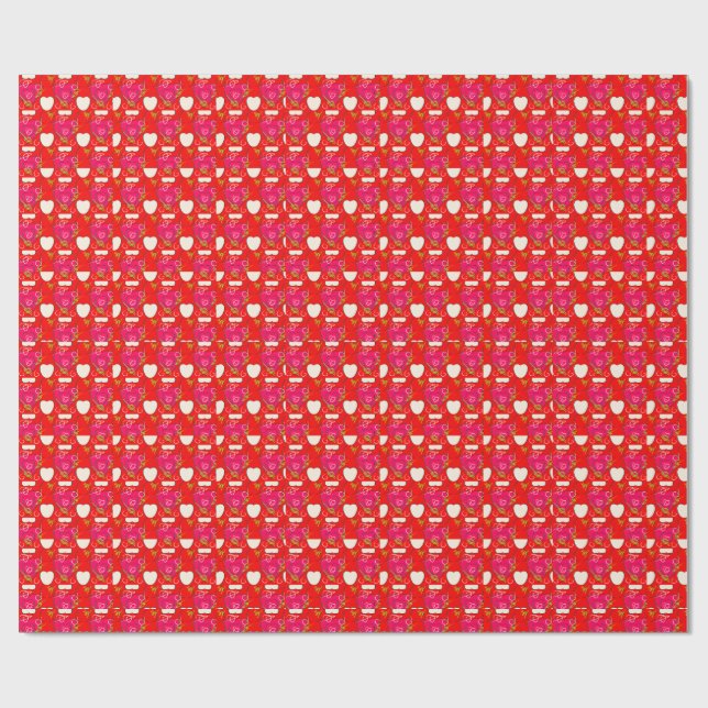 Sweet Hearts Pattern Wrapping Paper (Flat)