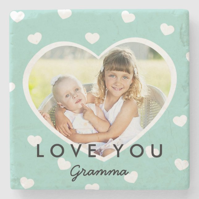 Sweet Hearts Personalized Photo Stone Coasters (Front)