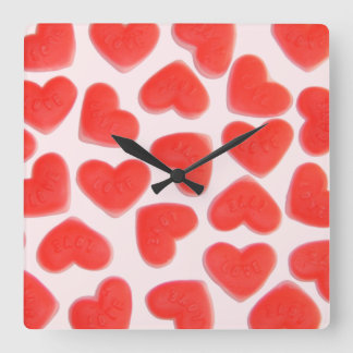 Sweet Hearts Pink clock square