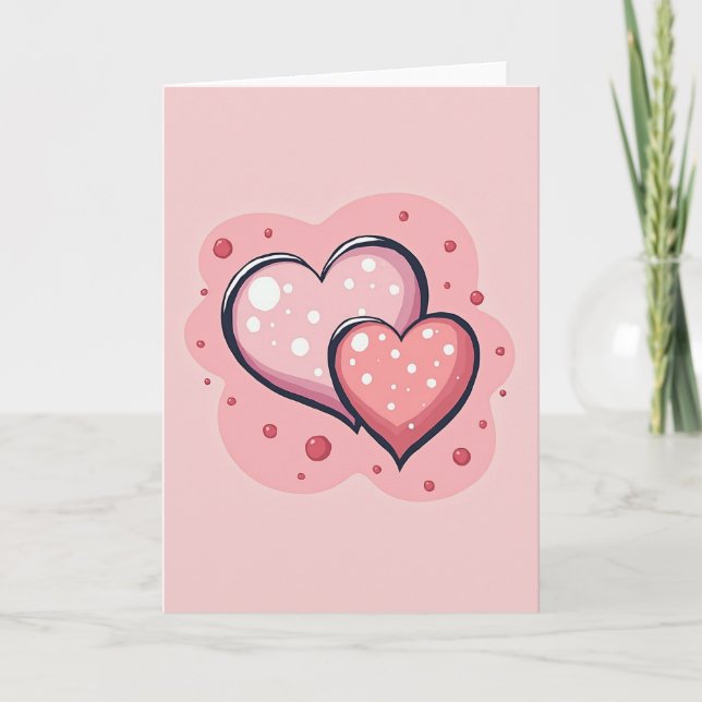 Sweet Hearts Pink Polka Dot Card (Front)