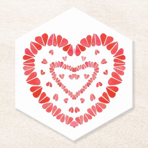 SWEET HEARTS Pointed Hexagon Paper Coasters