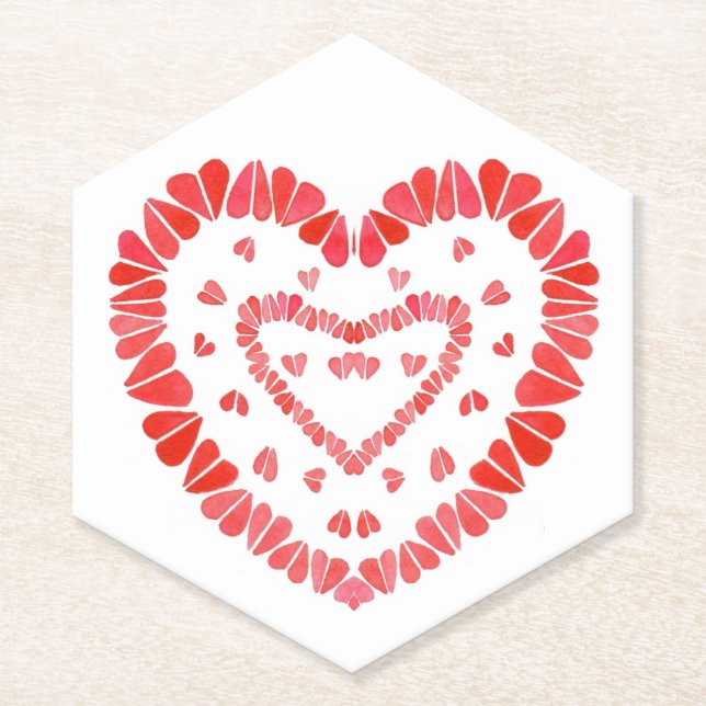 SWEET HEARTS Pointed Hexagon Paper Coasters (Front)
