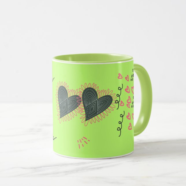 Sweet Hearts & Sunflowers Valentine's Day Mug (Front Right)