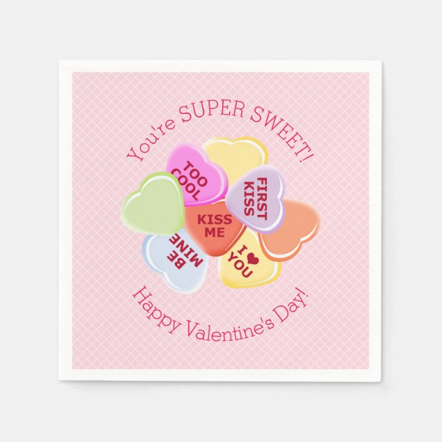 Sweet Hearts Valentines Candy Napkins (Front)