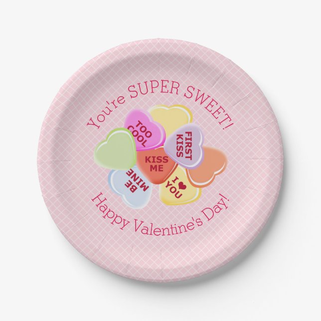 Sweet Hearts Valentines Candy Paper Plates (Front)
