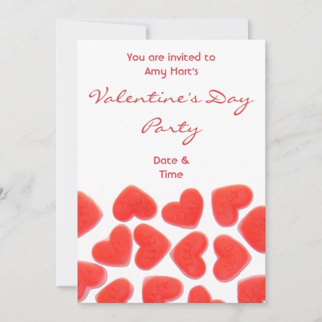 Sweet Hearts 'Valentine's party' invitation (Front)