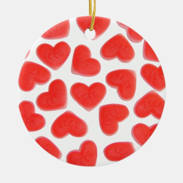 Sweet Hearts 'Your Text' ornament red back (Front)