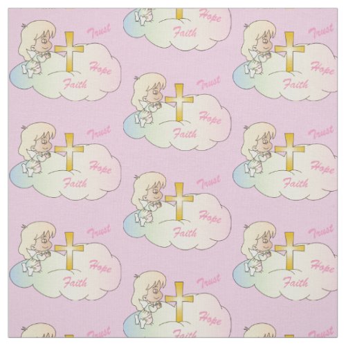 Sweet Heaven Praying Angel Baby Girl Fabric