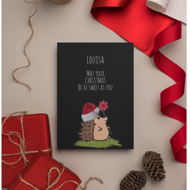 Sweet Hedgehog Customizable Christmas Card (Creator Uploaded)