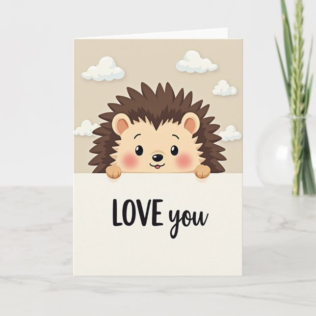 Sweet Hedgehog Love You Card (Front)