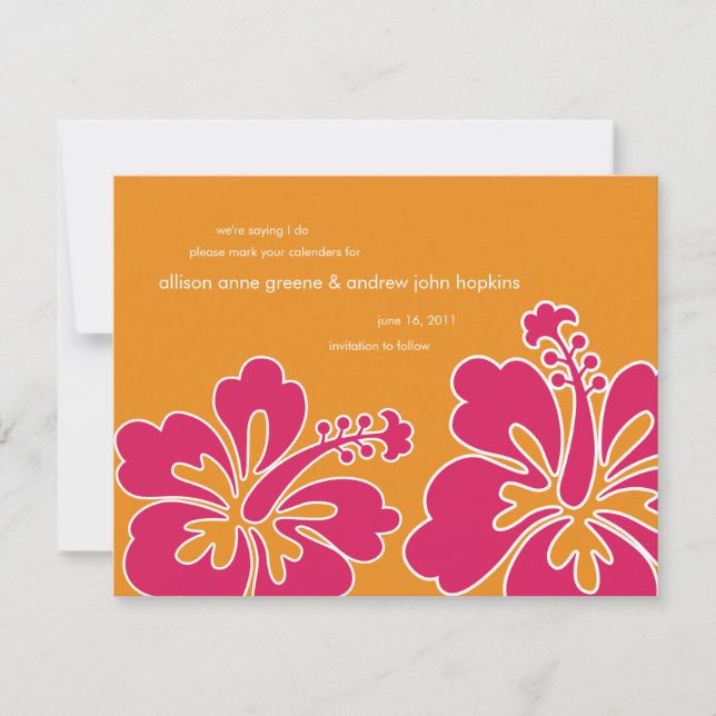 Sweet Hibiscus Save the Date Invitation Card (Front)