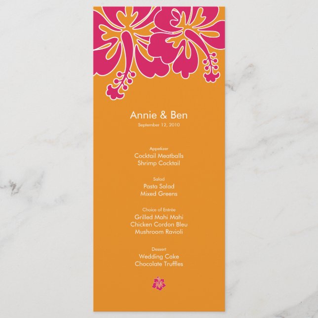 Sweet Hibiscus Wedding Menu Card (Front)