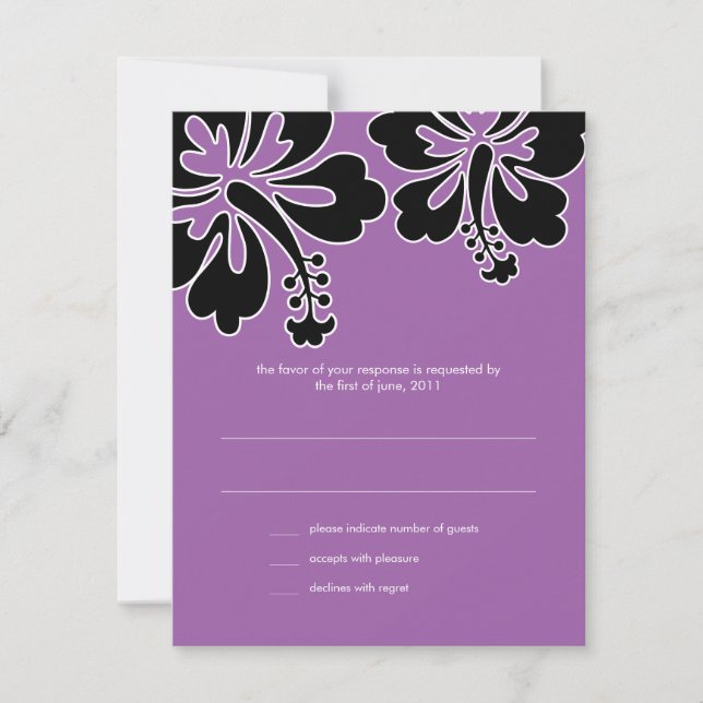 Sweet Hibiscus Wedding RSVP Card (Front)