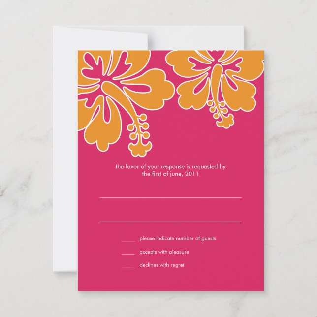 Sweet Hibiscus Wedding RSVP Card (Front)