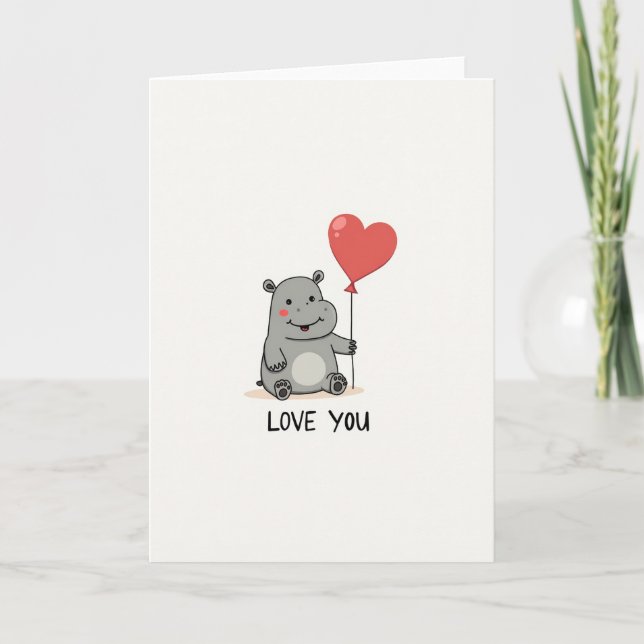 Sweet Hippo Love You Greeting Card (Front)