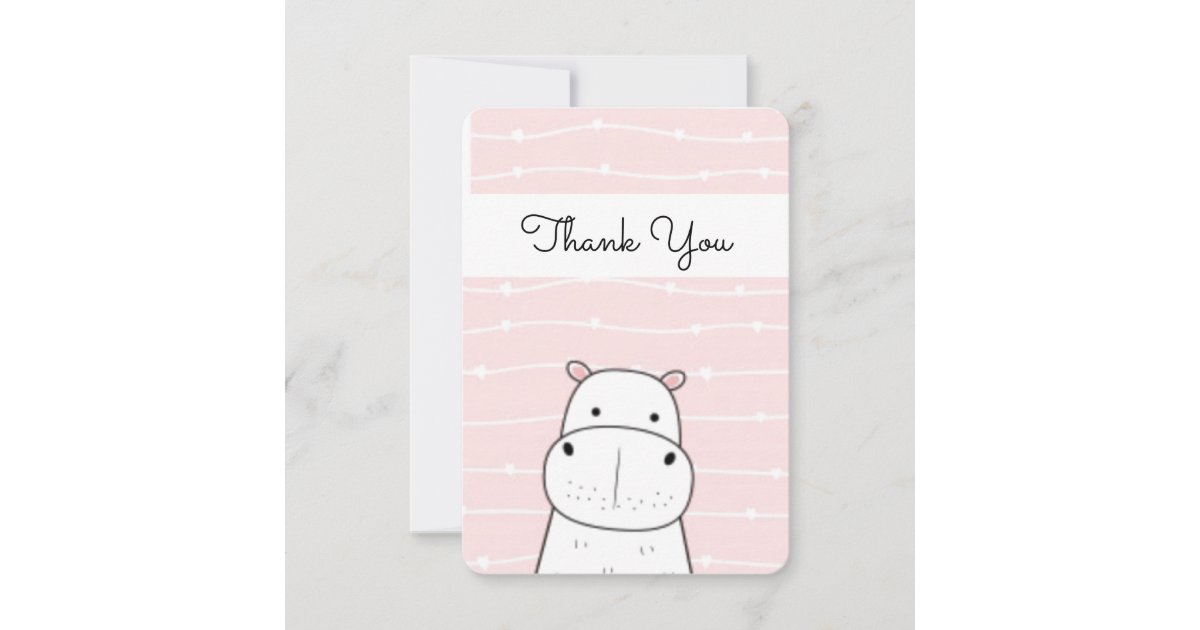 Sweet Hippo Thank You Card | Zazzle