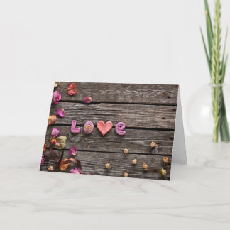 Sweet Holiday Background with the Word Love Card