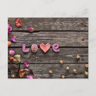 Sweet Holiday Background with the Word Love Postcard
