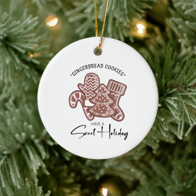 Sweet Holiday Gingerbread Holiday Ceramic Ornament (Tree)