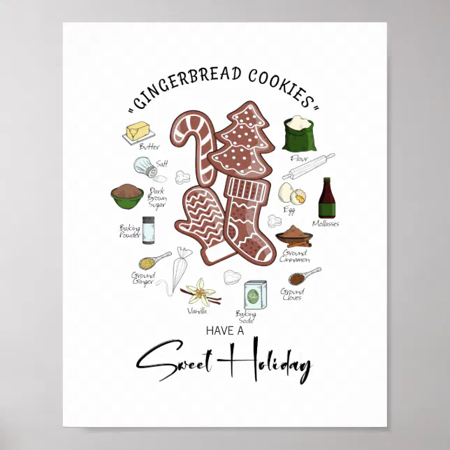 Sweet Holiday Gingerbread Holiday Poster | Zazzle