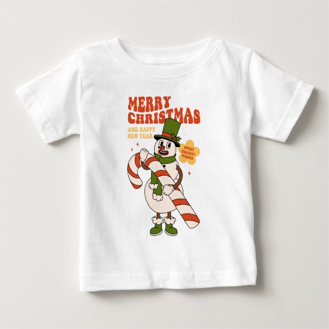 Sweet Holiday Wishes - A Candy Cane Christmas Baby T-Shirt (Front)