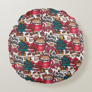 Sweet Holiday Wishes - cute merry christmas Round Pillow