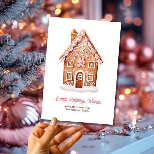 Sweet Holiday Wishes Gingerbread House Christmas  Card