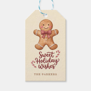 Sweet Holiday Wishes Gingerbread Personalized Gift Tags
