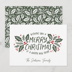Sweet Holly Greenery Christmas Festive Holiday Card