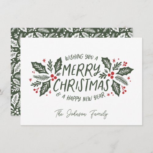Sweet Holly Greenery Christmas Festive Holiday Card