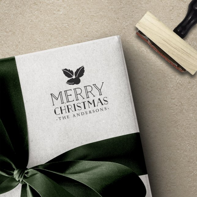 Sweet Holly | Merry Christmas Personalized Rubber Stamp (Creator Uploaded)
