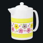 Sweet Home 10 Teapot<br><div class="desc">This pattern features cute simple colored flowers in different sizes matching the background color. Check out all matching products in our Store.</div>