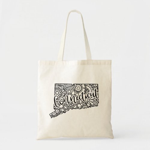 Sweet Home Connecticut mandala style outline Tote Bag