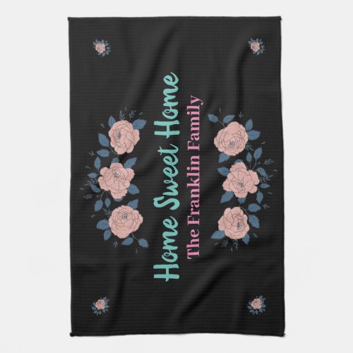 Sweet Home Flowers Watercolors Personalize  Kitchen Towel