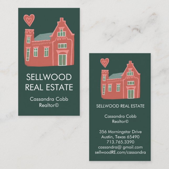 Sweet Home Modern Real Estate Broker Agent Realtor Business Card (Front/Back)