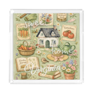 Sweet Home State Hostess Gift – Cottagecore Sage Acrylic Tray