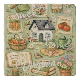 Sweet Home State Hostess Gift – Cottagecore Sage Trivet