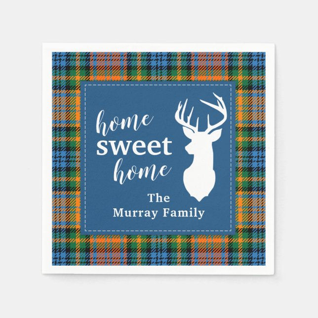 Sweet Home Tartan Clan Murray Personalized Plaid Napkins (Front)