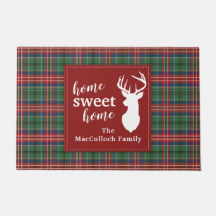 Sweet Home Tartan MacCulloch Personalized Plaid Doormat