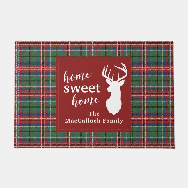 Sweet Home Tartan MacCulloch Personalized Plaid Doormat (Front)