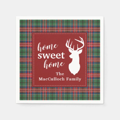 Sweet Home Tartan MacCulloch Personalized Plaid Napkins