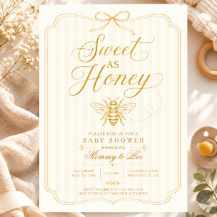 Sweet Honey Baby Shower Mommy Bee Vintage Neutral Invitation