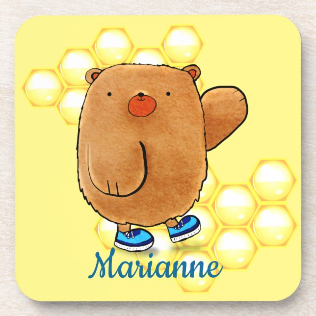 Sweet Honey Bear Beverage Coaster (Front)